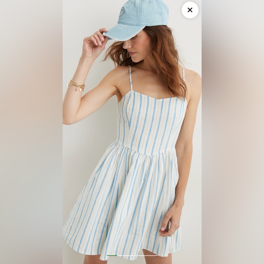 Aerie Linen Stripe Dress